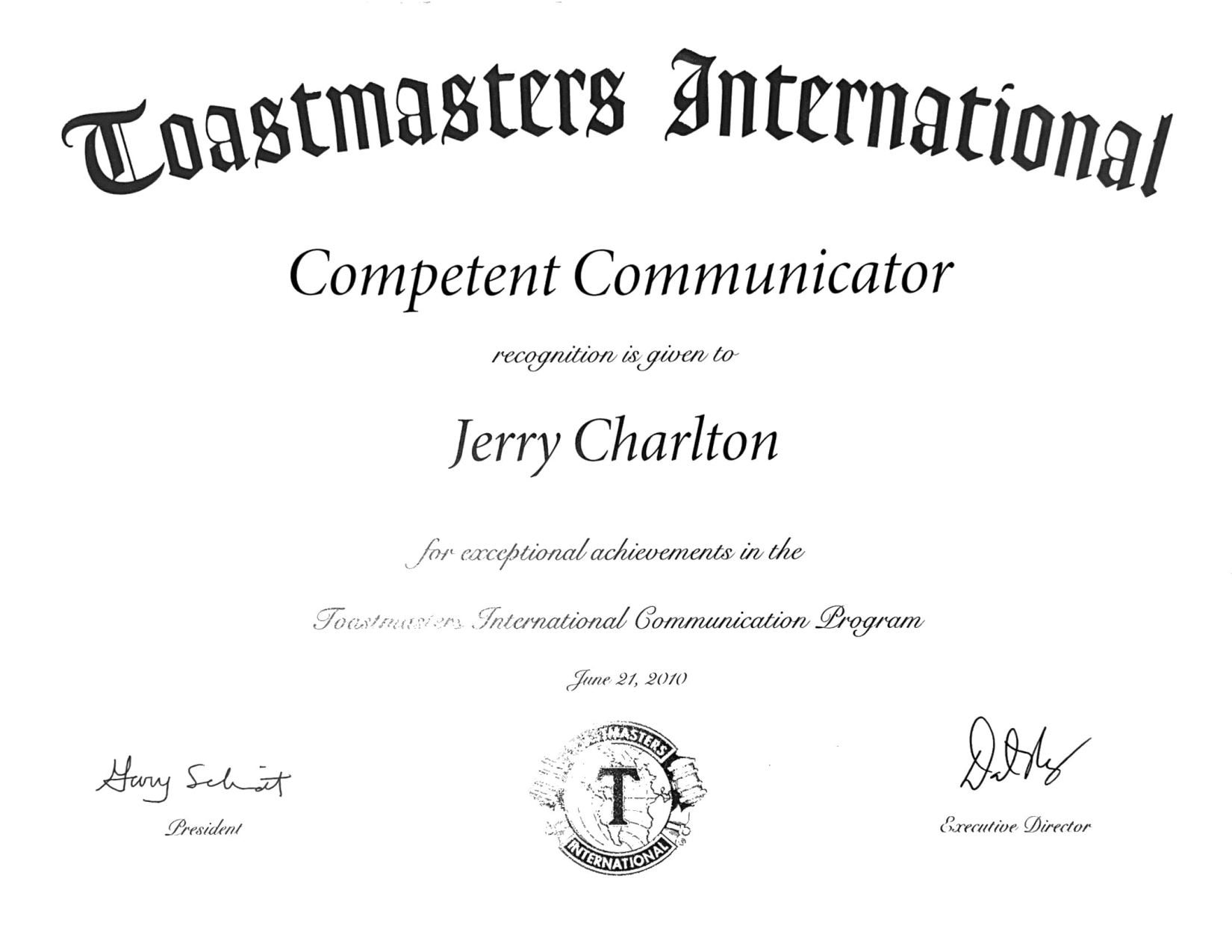 Toastmasters - Jerry Charlton 